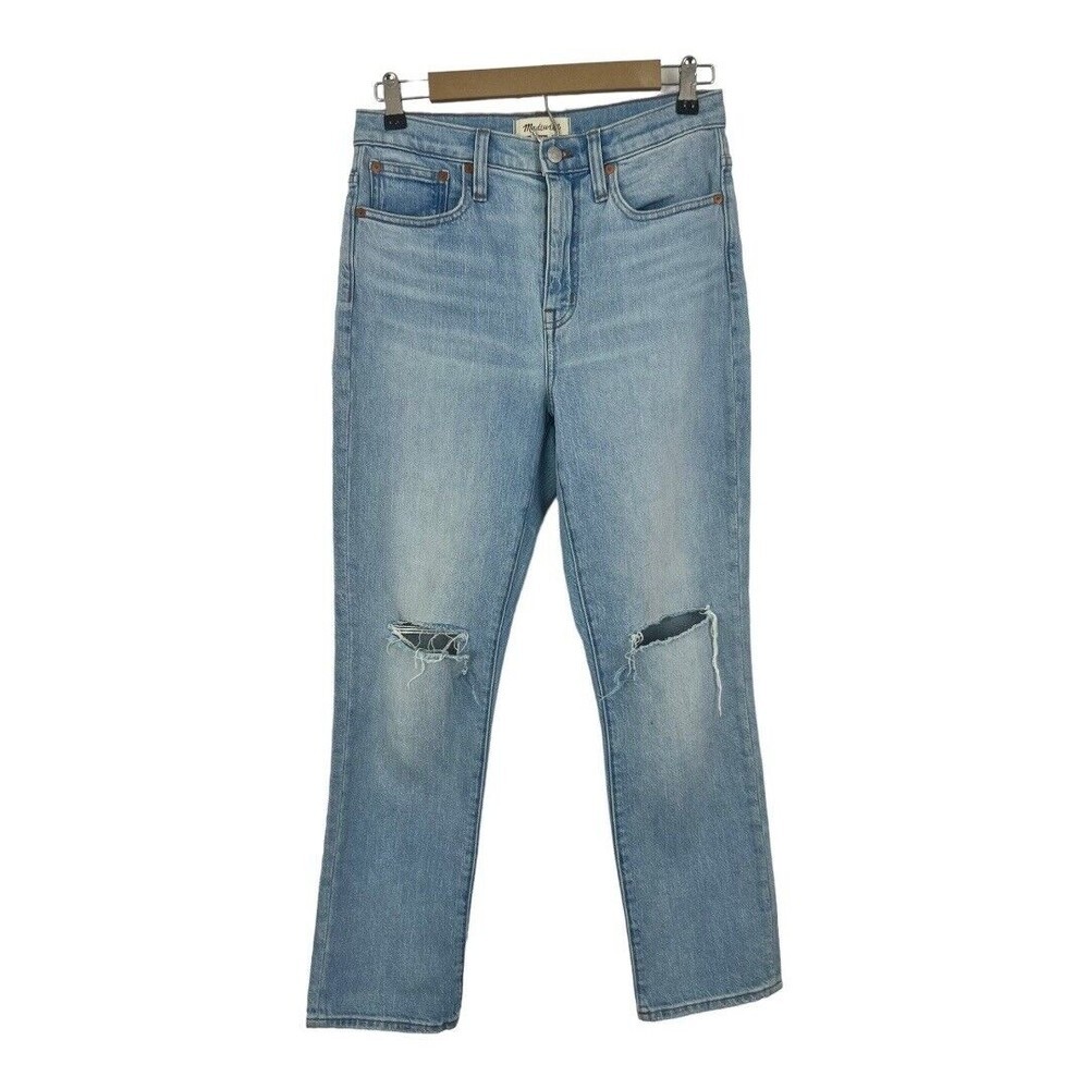 Madewell Womens Size 26 The High-Rise Slim Crop Boyjean Distressed Jeans